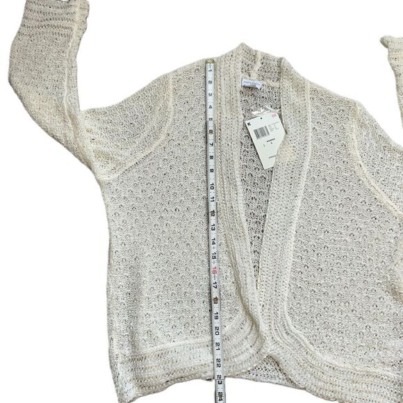 Jaclyn Smith White Long Sleeve Knit Open Front Cottage Cardigan Sweater Large - Picture 7 of 12